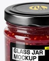 Clear Glass Jar with Raspberry Jam Mockup