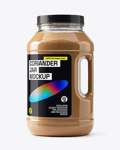 Clear Plastic Jar with Grounded Coriander Mockup