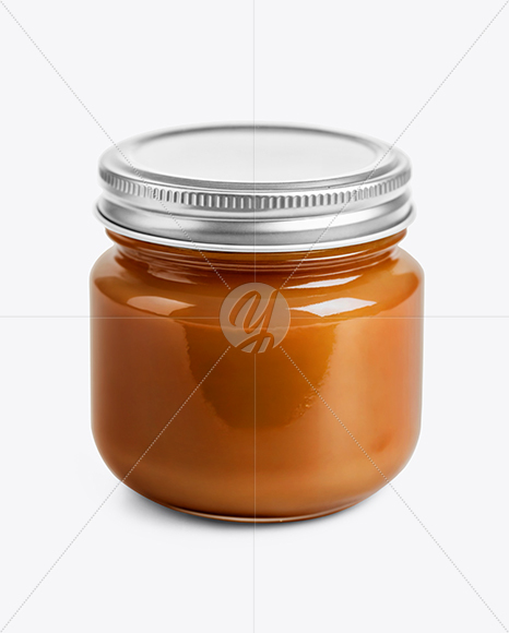 Glass Jar with Caramel Sauce Mockup