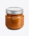Glass Jar with Caramel Sauce Mockup