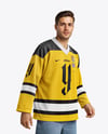 Man Wearing Ice Hockey Jersey Mockup