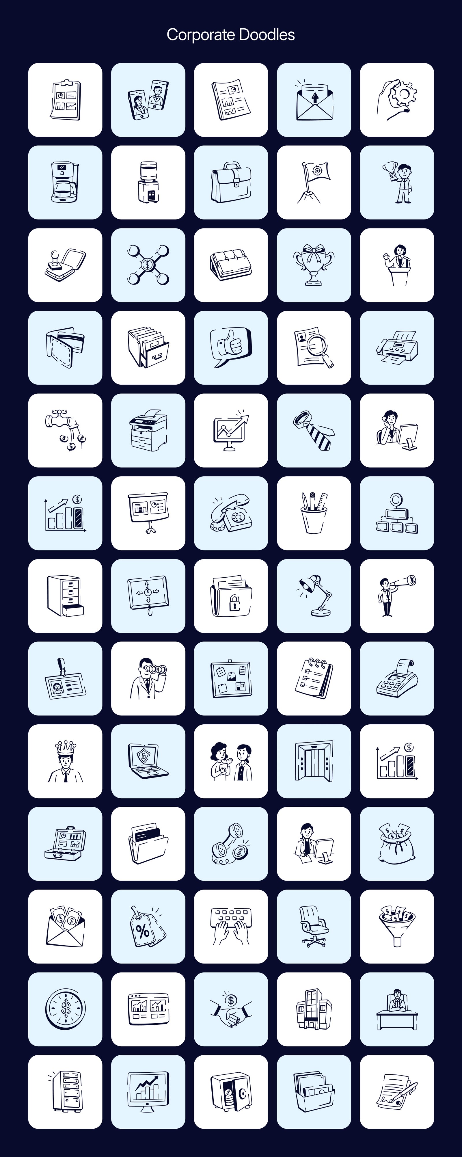 Business and Tech Doodle Icons