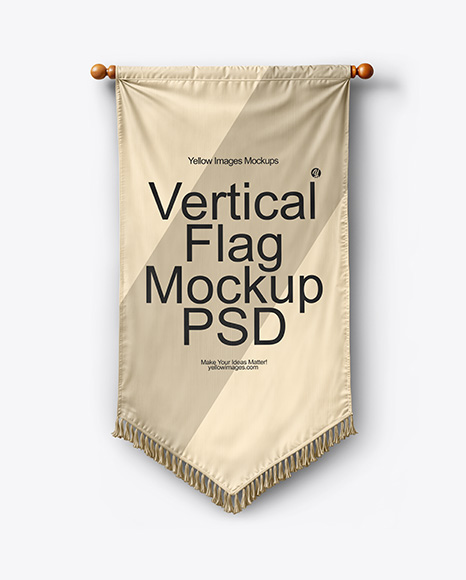 Vertical Flag With Wooden Pole Mockup - Fabric mockup