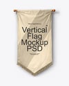 Vertical Flag With Wooden Pole Mockup
