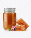 Glass Jar with Manuka Honey and Honeycombs Mockup