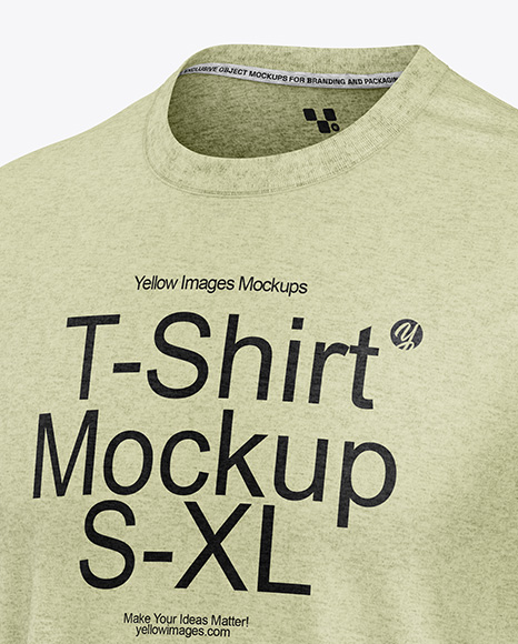 Heather T-Shirt Mockup - Half Side View