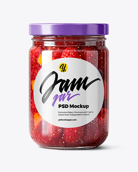 Glass Jar with Mixed Fruits Preserves Mockup - Mockup shots