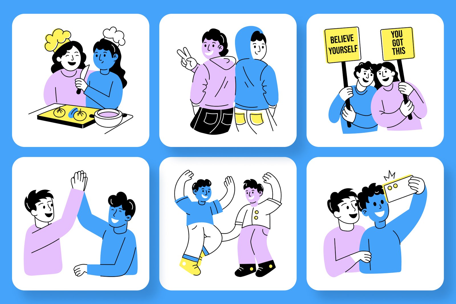 Friends Illustration Art Set