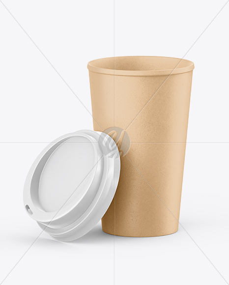 Kraft Paper Coffee Cup with Lid Mockup