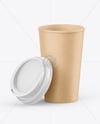 Kraft Paper Coffee Cup with Lid Mockup