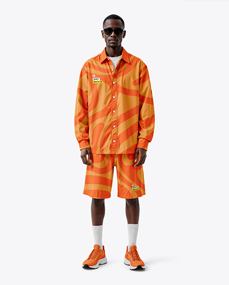 Afro-American Man Wearing Shirt and Shorts Mockup - Boyfriend+Short+|+Lucky+Brand