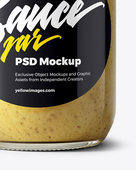 Glass Jar with Dijon Mustard Mockup