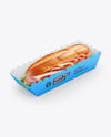 Paper Tray with Sandwich in Paper Sleeve Mockup