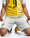 Soccer Player Wearing Jersey and Shorts Mockup