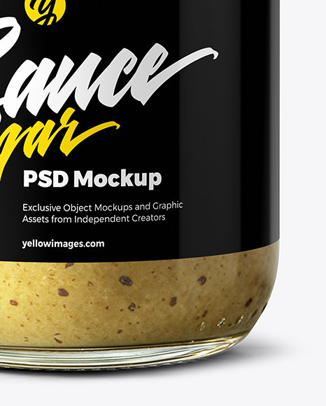 Clear Glass Jar with Dijon Mustard Mockup