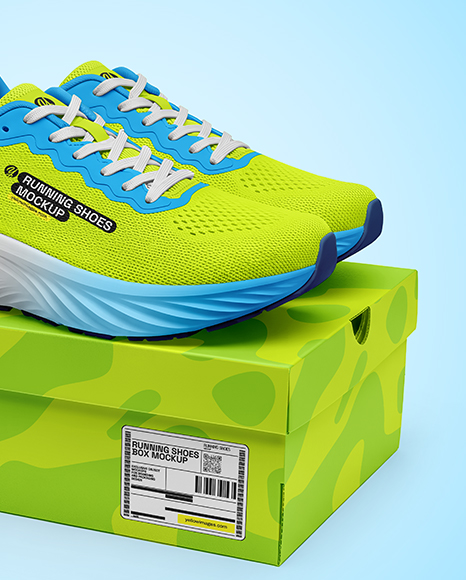Running Shoes on Shoe Box Mockup