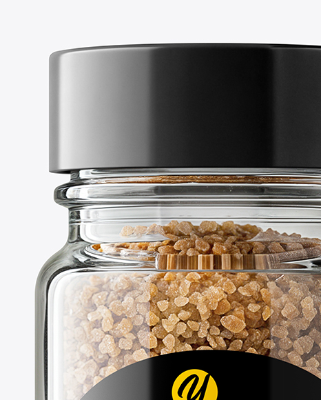 Clear Glass Jar with Smoked Sea Salt Mockup