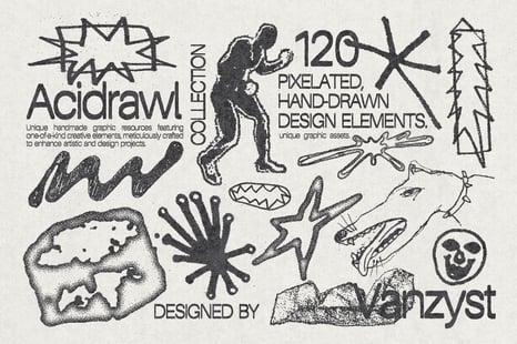 120 Acidrawl Graphic Pack - Design Elements
