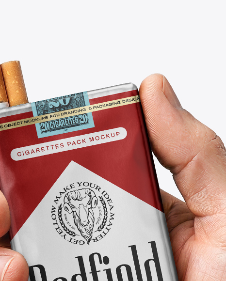 Soft Cigarette Pack in a Hand Mockup