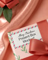 Christmas Gift Box with Pink Bow Mockup