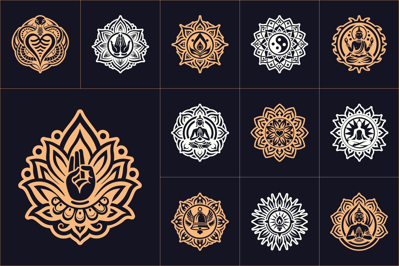 Yoga Symbols Vector Art Set