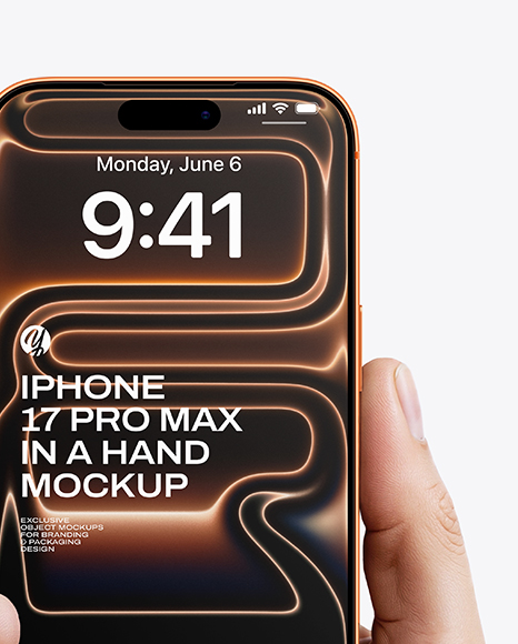 iPhone 17 Pro Max Cosmic Orange in a Hand Mockup
