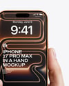 iPhone 17 Pro Max Cosmic Orange in a Hand Mockup