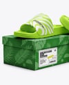 Slide Sandals with Box Mockup