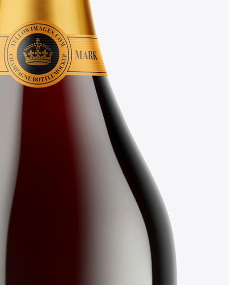 Green Glass Red Champagne Bottle Mockup