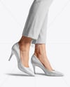 Pair of Pumps on Woman's Legs with Pants Mockup