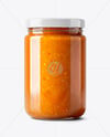 Clear Glass Jar with Apricot Jam Mockup
