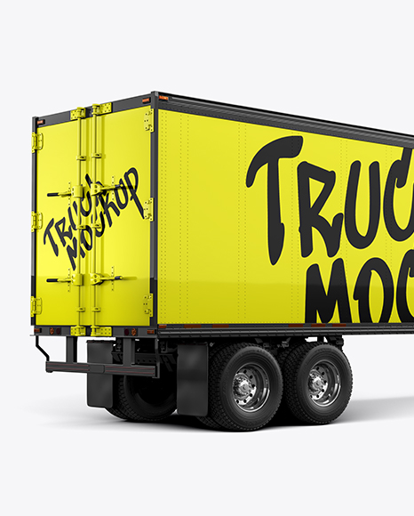 Truck Semi Trailer Mockup - Back Half Side View