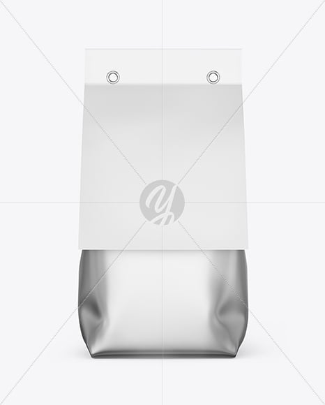 Matte Metallic Package with Paper Label Mockup
