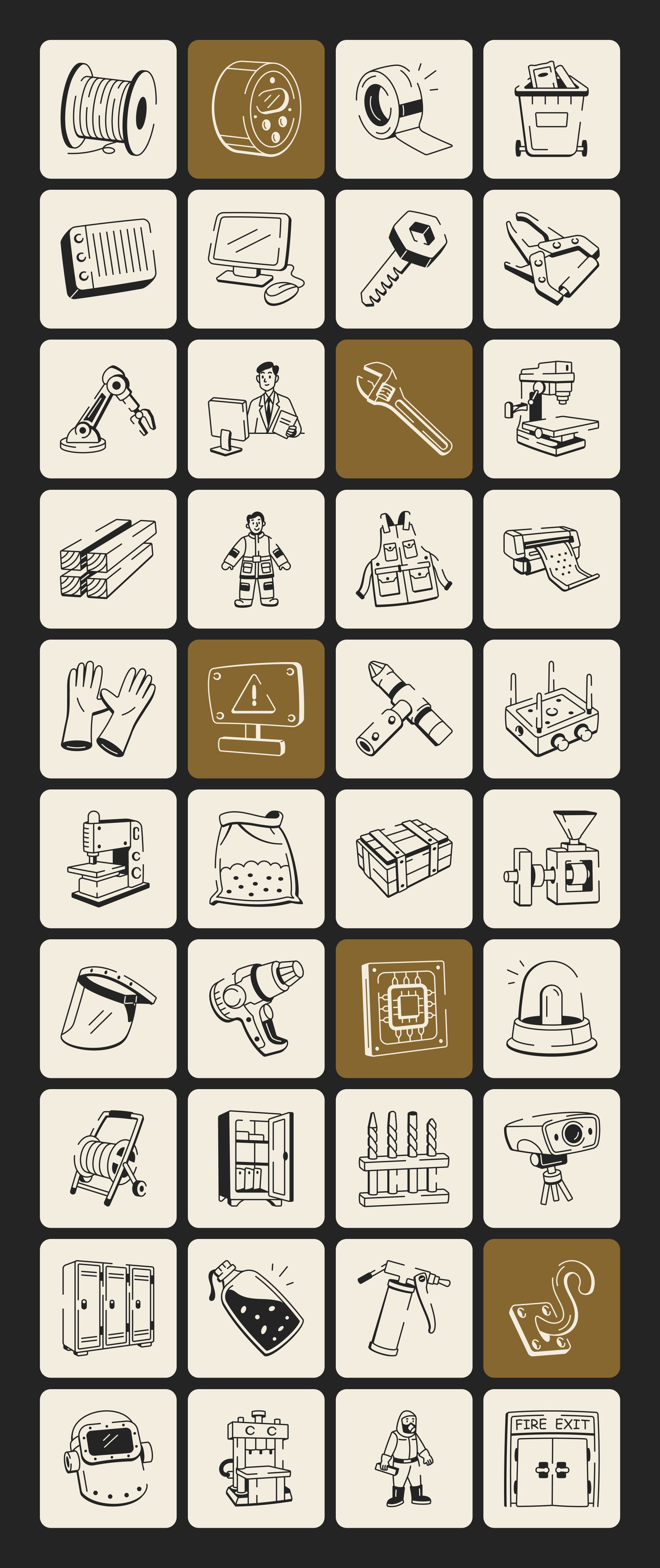 Manufacturing Doodle Icon Set