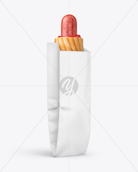 Paper Food Bag with French Hot Dog Mockup