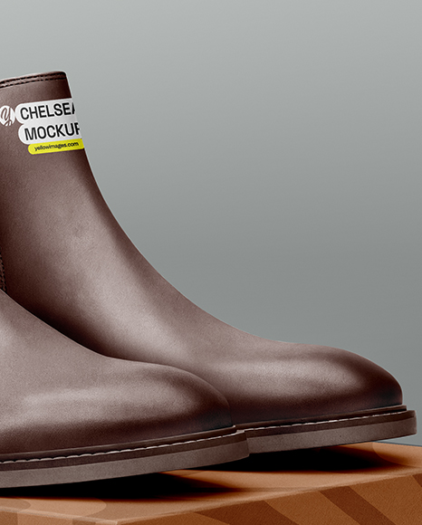 Pair of Chelsea Boots with Shoe Box Mockup