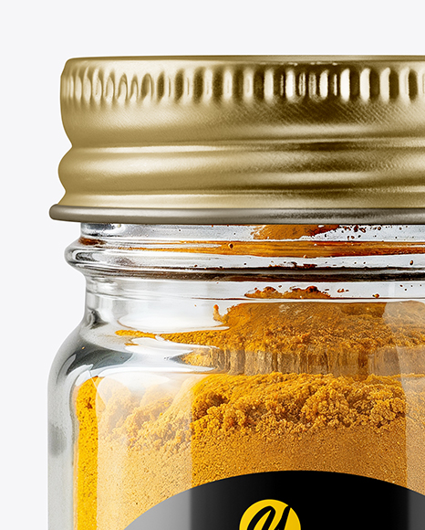 Glass Spice Jar with Turmeric Mockup