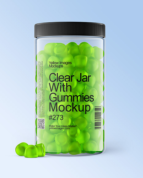 Plastic Jar with Gummies Mockup