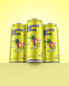Three Glossy Metallic Cans Mockup