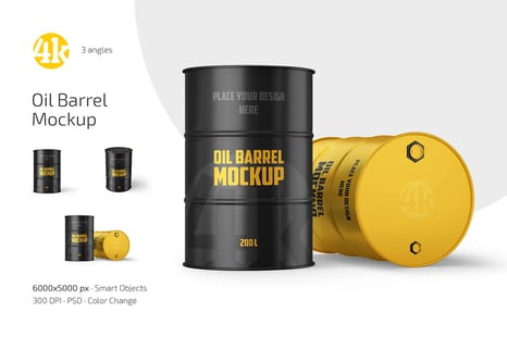 Oil Barrel Mockup Set