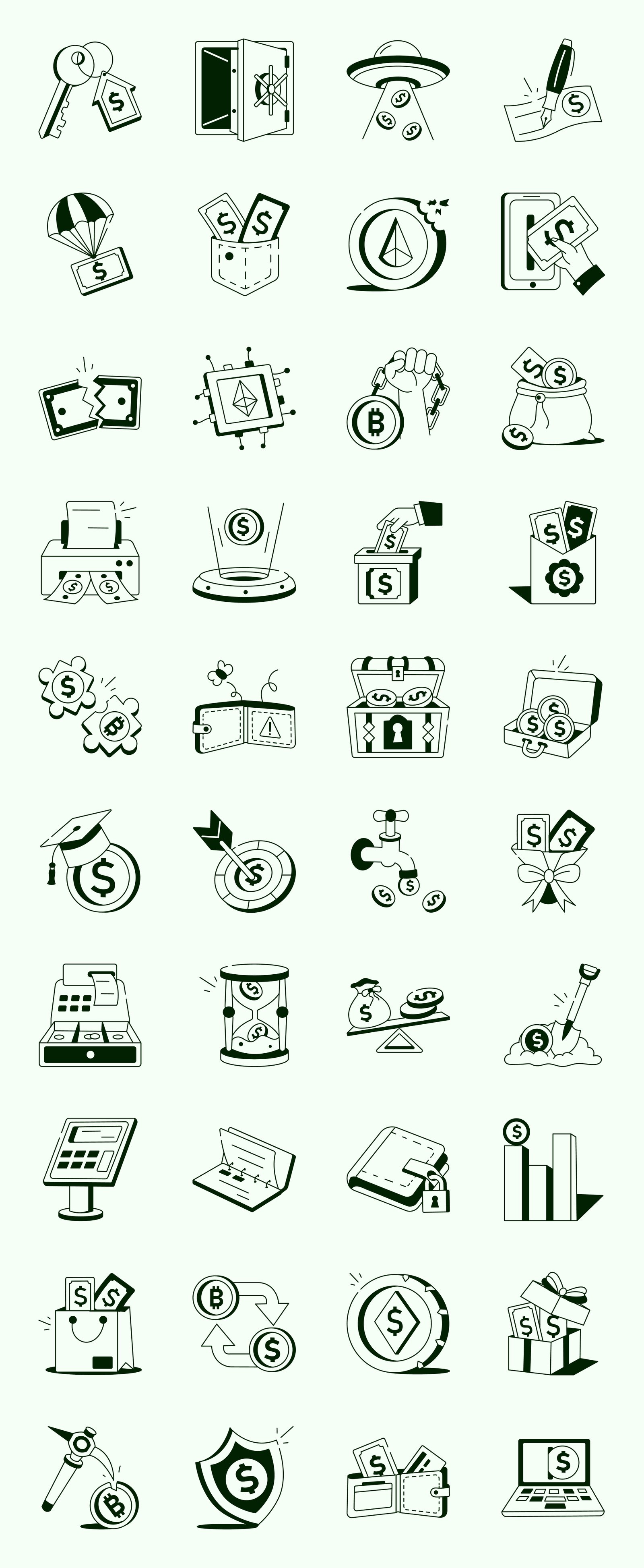 Money Drawing Illustration Set