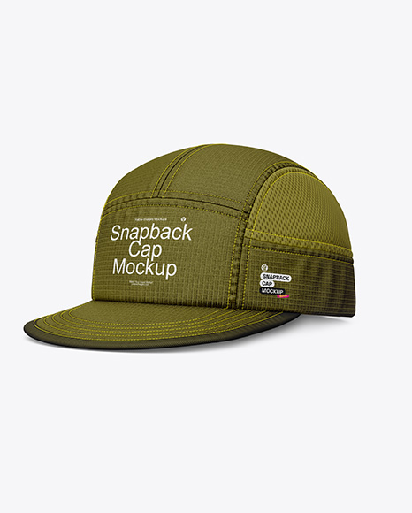Ripstop Snapback Cap Mockup - Half Side View - Sun hat mockup