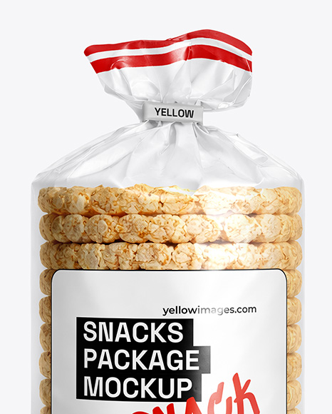 Clear Snack Package with Rice Cakes Mockup