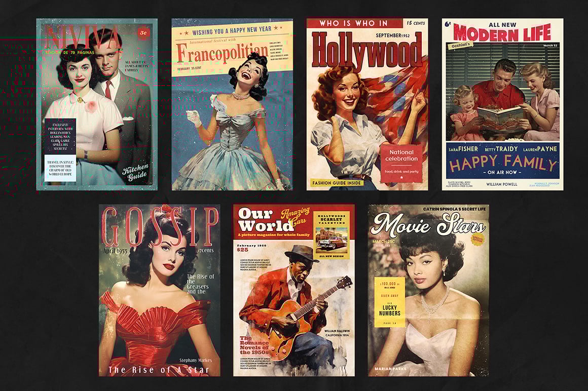 50&#039;s Magazine Cover Templates