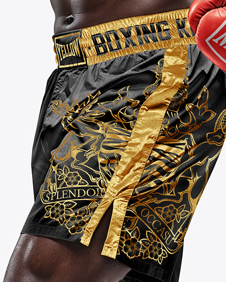 Black Man Wearing Boxing Kit Mockup