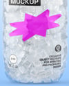 Clear Plastic Bag with Ice Cubes Mockup