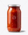 Clear Glass Jar with Tomato Salsa Mockup
