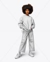 Black Woman Wearing an Oversize Sweatshirt and Jeans Mockup