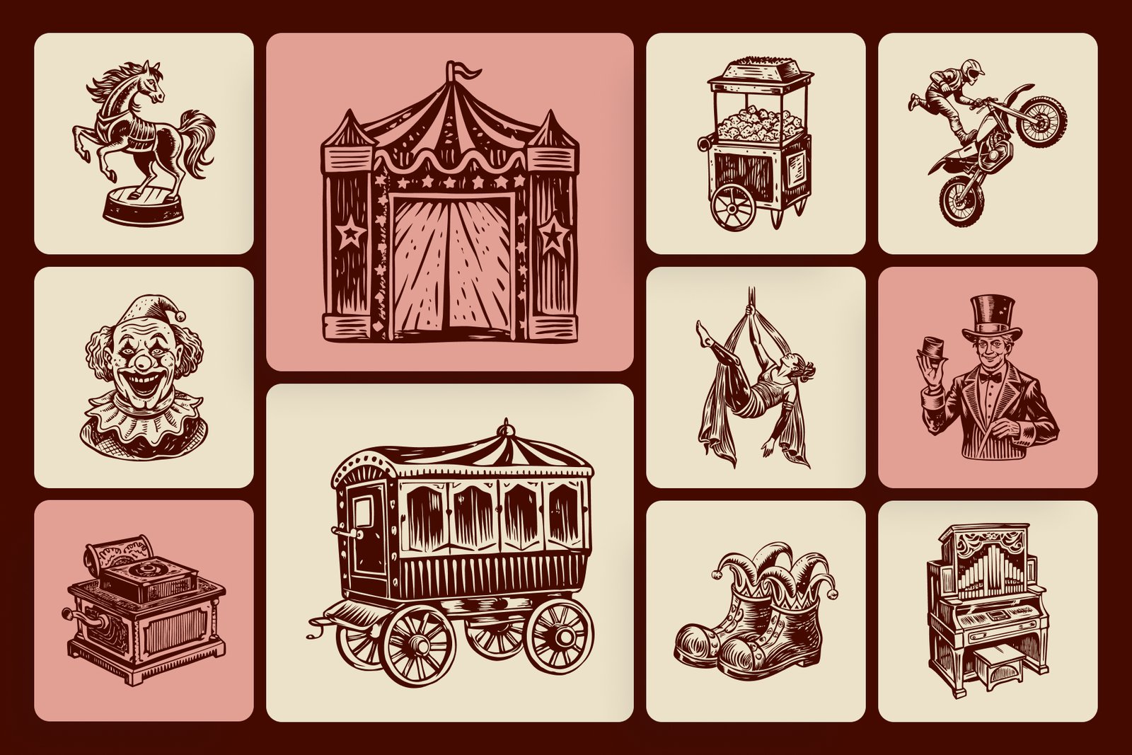 Vintage Circus Illustration Set