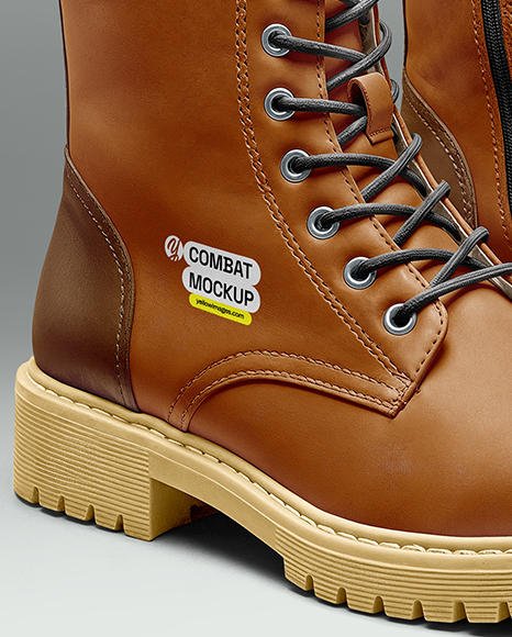 Pair of Women's Combat Boots Mockup